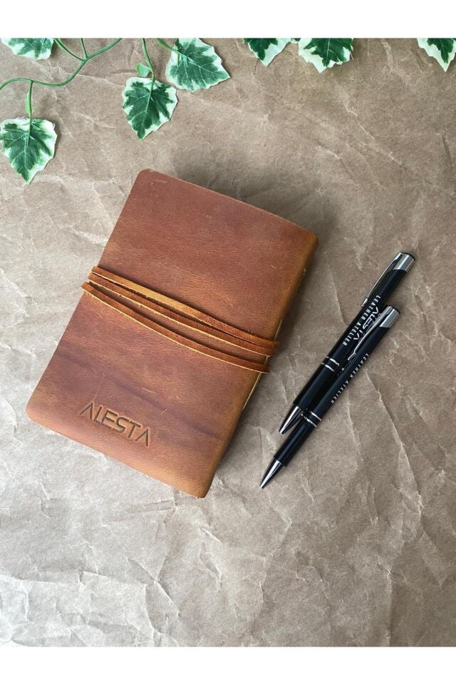 ALONSO MINI - A6 Deri Ciltli El Dikişi Defter Camel