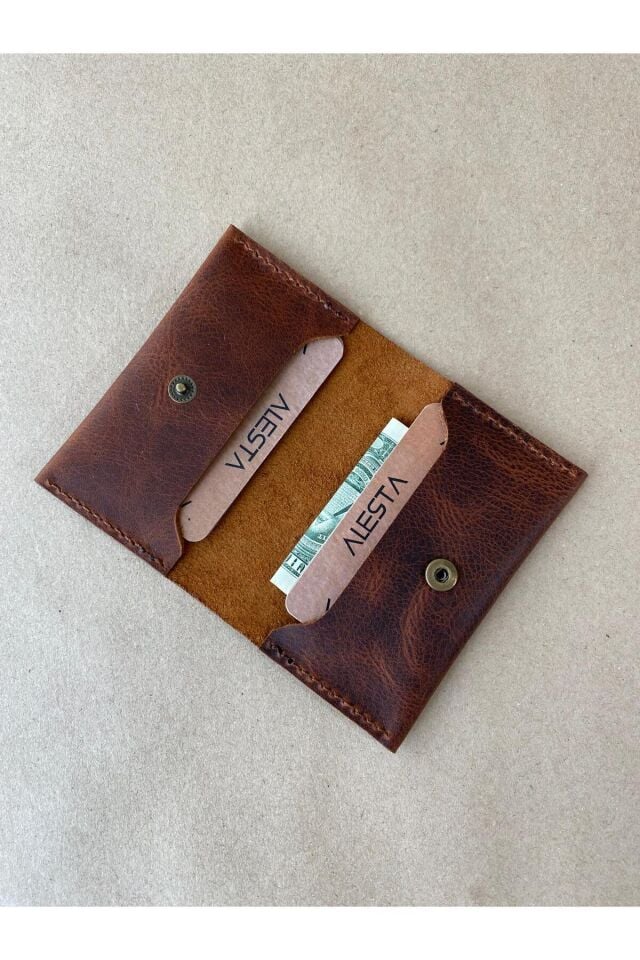 BECK - Minimal Çıtçıtlı Kartlık Koyu Taba