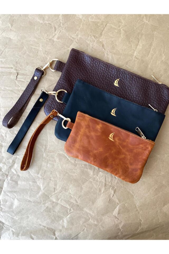 GOLDEN - Portföy Çanta / Makyaj Çantası / Çok Amaçlı Çanta Çikolata