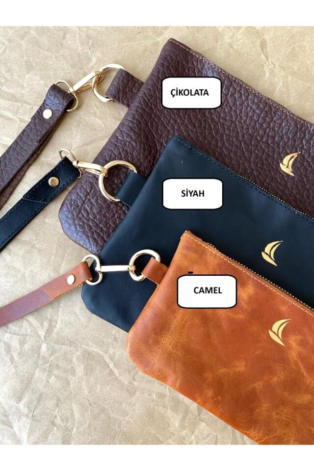 GOLDEN - Portföy Çanta / Makyaj Çantası / Çok Amaçlı Çanta Çikolata