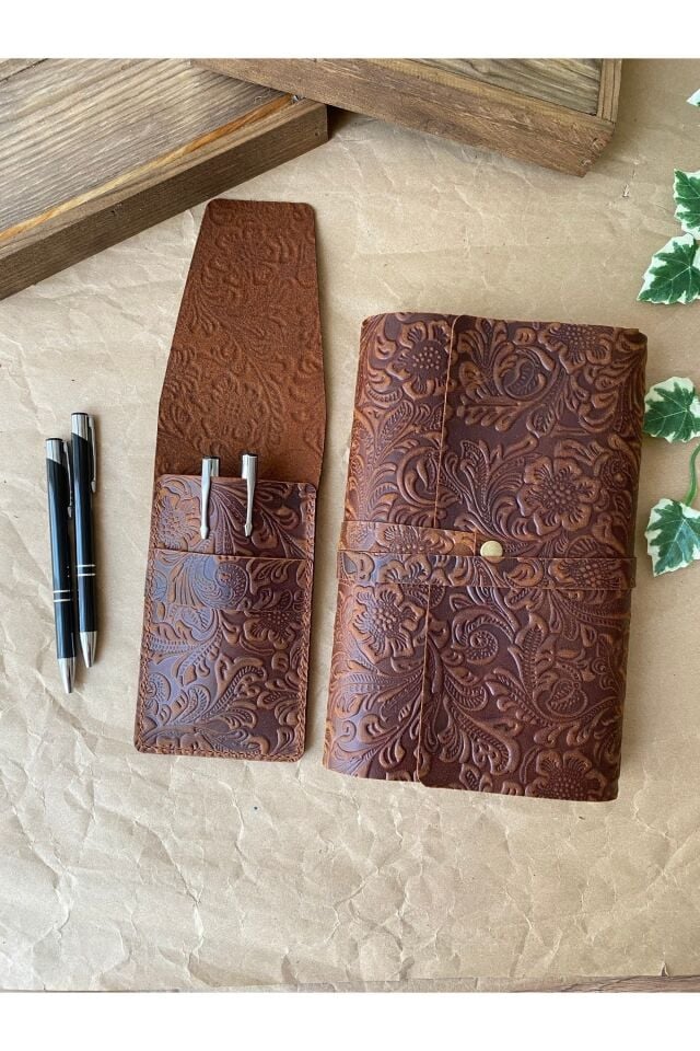 SCRIPTIO – Kitap Kılıfı & Kalemlik Seti Taba Çi̇çek