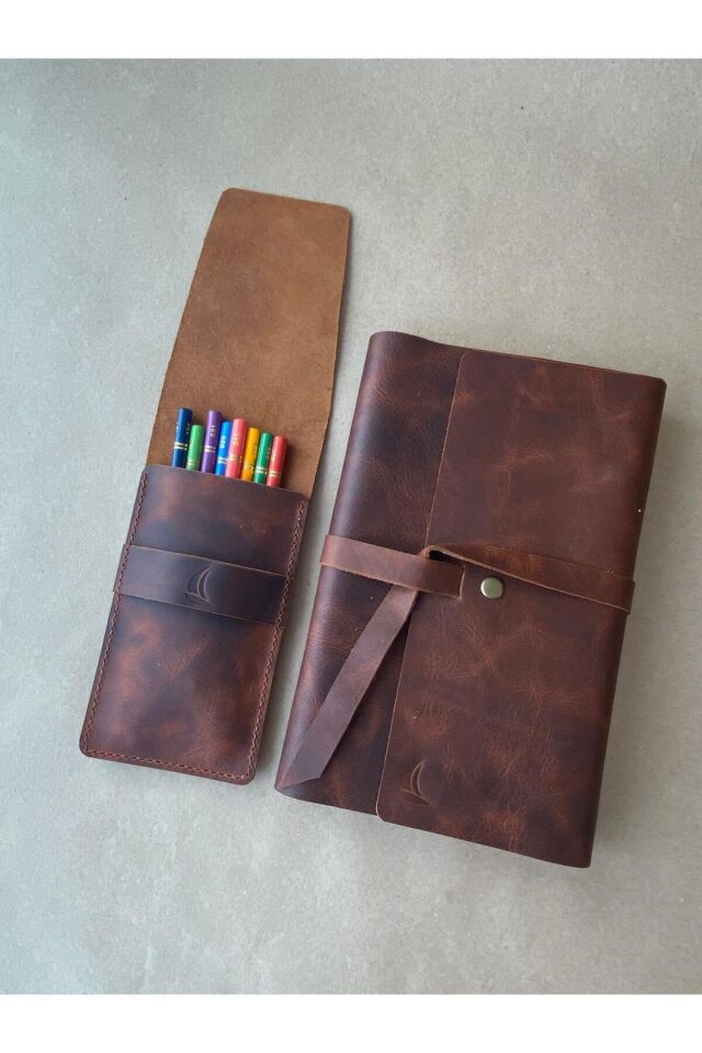SCRIPTIO – Kitap Kılıfı & Kalemlik Seti Koyu Taba