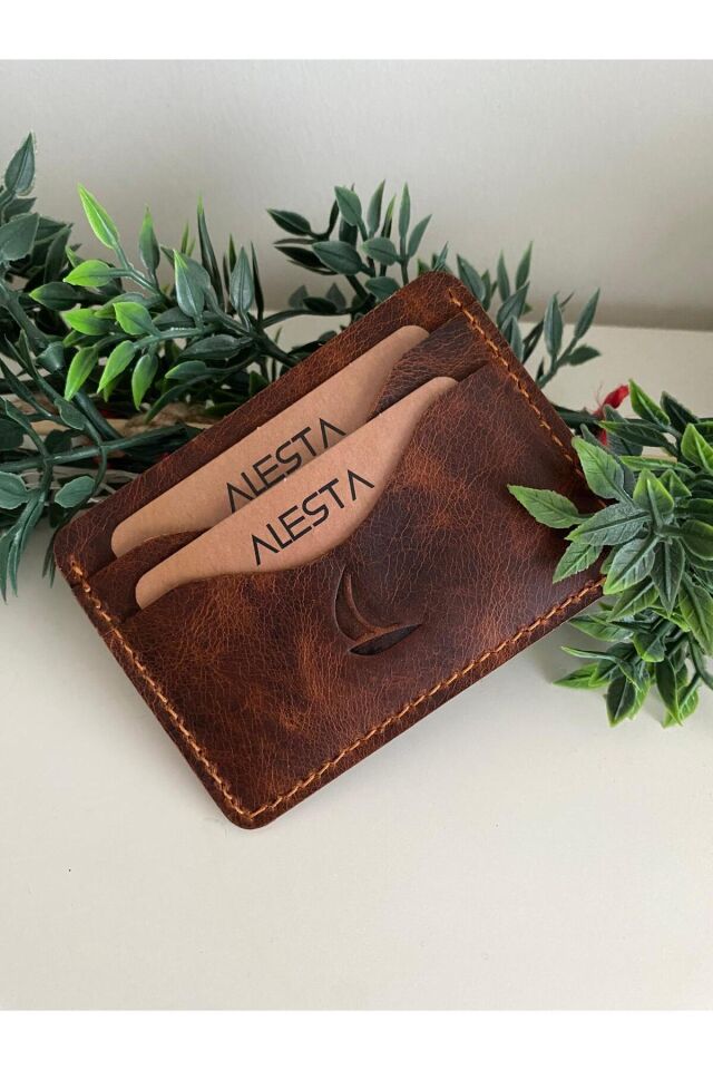 MALDINI - 5 bölmeli Minimal Kartlık Koyu Taba