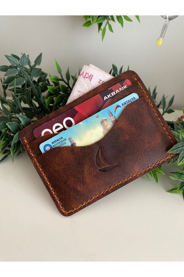 MALDINI - 5 bölmeli Minimal Kartlık Koyu Taba