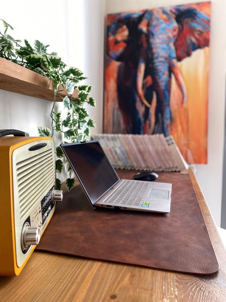 MASAMAT - Klavye Mouse Altlığı, Laptop Matı Koyu Taba
